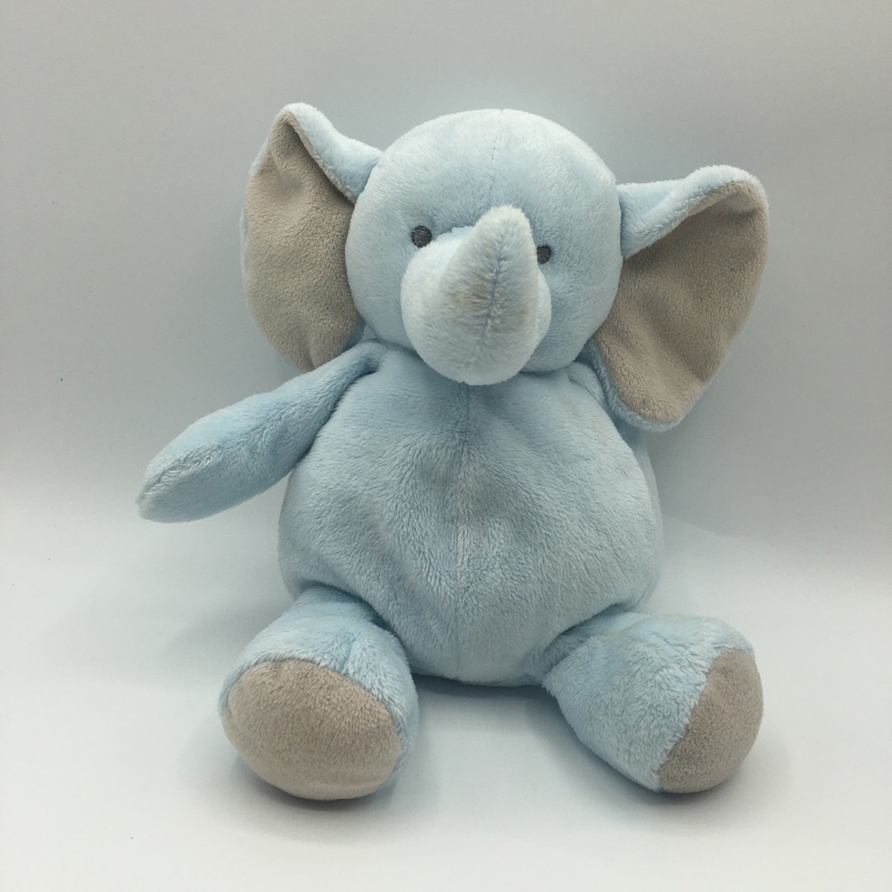 Blue baby gund elephant with rattle